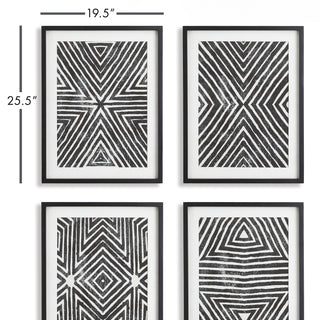 ACHROMATIC GEOMETRIC PRINTS, SET OF 4