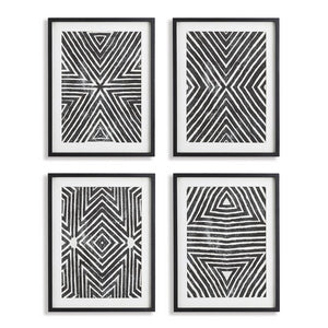 ACHROMATIC GEOMETRIC PRINTS, SET OF 4