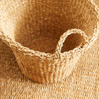 SEAGRASS TAPERED BASKETS WITH HANDLES, SET OF 3