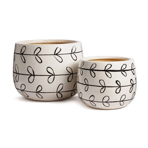 MILLIE HAND-PAINTED POTS, SET OF 2