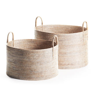 BURMA RATTAN HAMPERS WITH HANDLES, SET OF 2