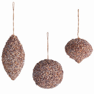 GLITTER BALL, DROP & ONION ORNAMENTS, SET OF 3