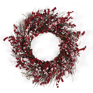 SNOWY ILEX BERRY WREATH 24"