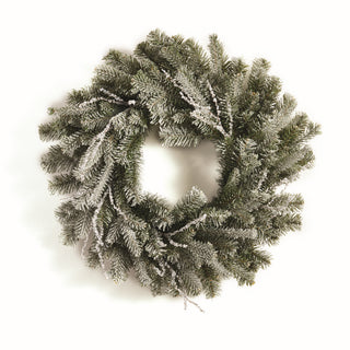 ICED PINE AND TWIG WREATH 24"